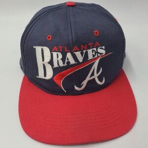 Vintage Youth Atlanta Braves Hat Snapback Drew Pearson Blue Red MLB Baseball 90s